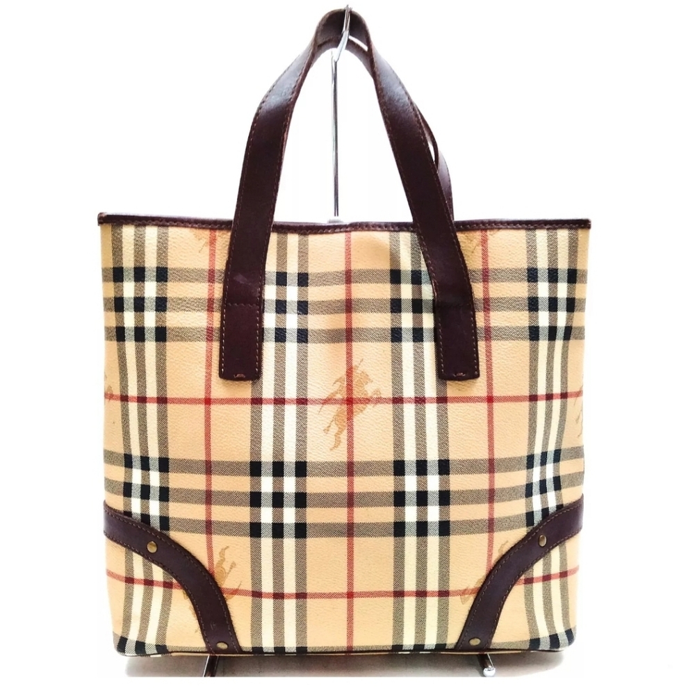 Auth Burberry London Hand Bag Beige PVC